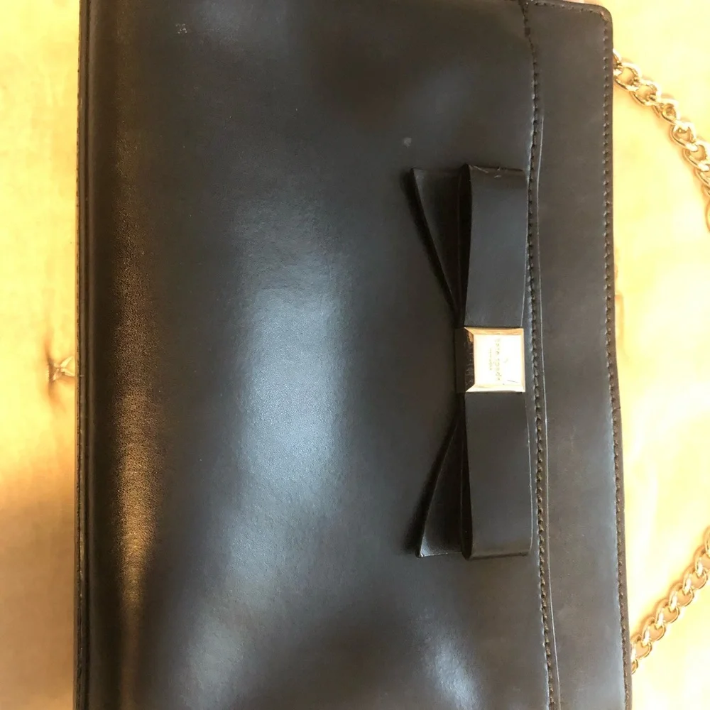 kate spade Black Bow Crossbody with Gold Chain